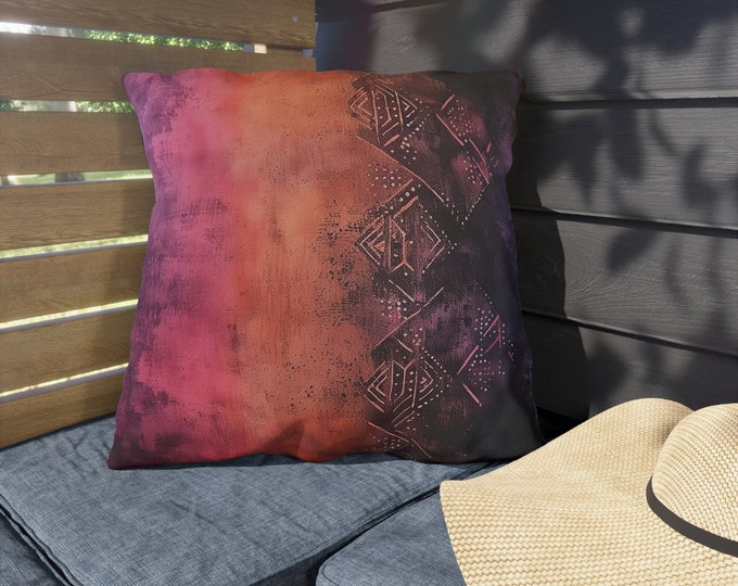 Boho Print Outdoor Decorative Pillow, CHOOSE Your SIZE, UV Resistant Outdoor Pillow, Colorful Pillow Decor, Water Resistant Pillow