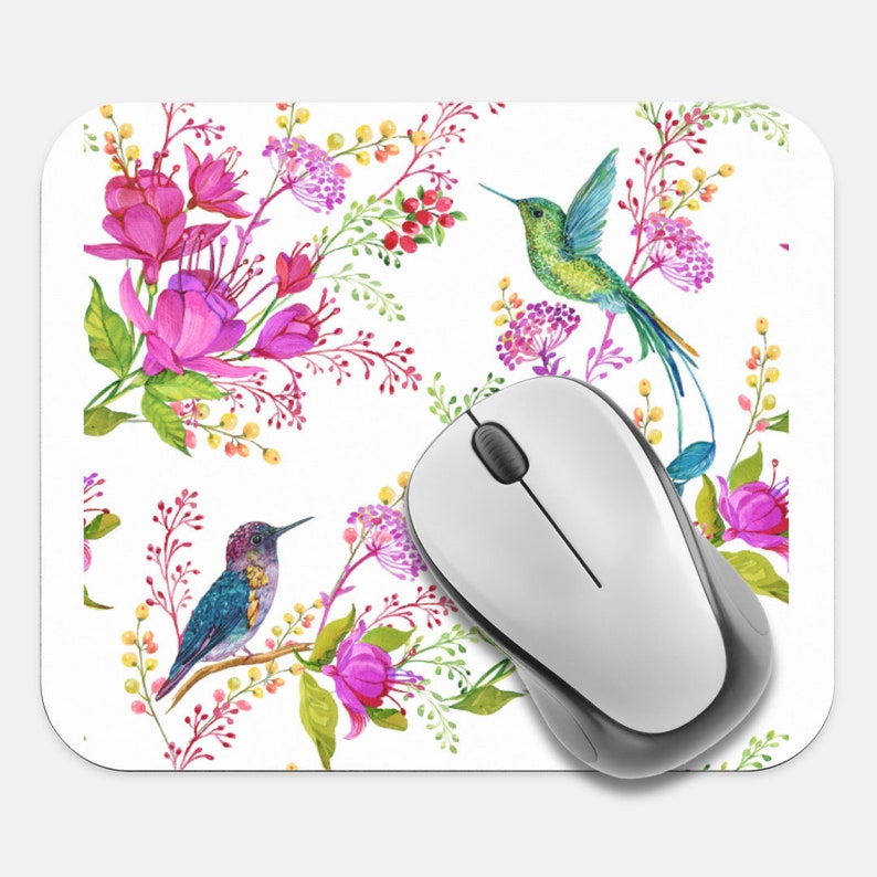 Hummingbird Mouse Pad Flower Mouse Pad Computer Accessories - Etsy