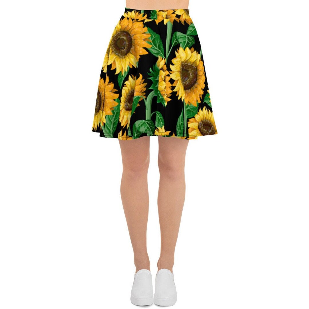 Womens Skater Skirt Circle Skirt Boho Sunflowers Flowers - Etsy
