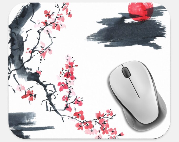 Japanese Art Mouse Pad, Asian Art Mouse Pad, Computer Accessories, Tech Desk Supplies, Boho Bohemian Hippie Mouse Pad, Neoprene Mouse Pad