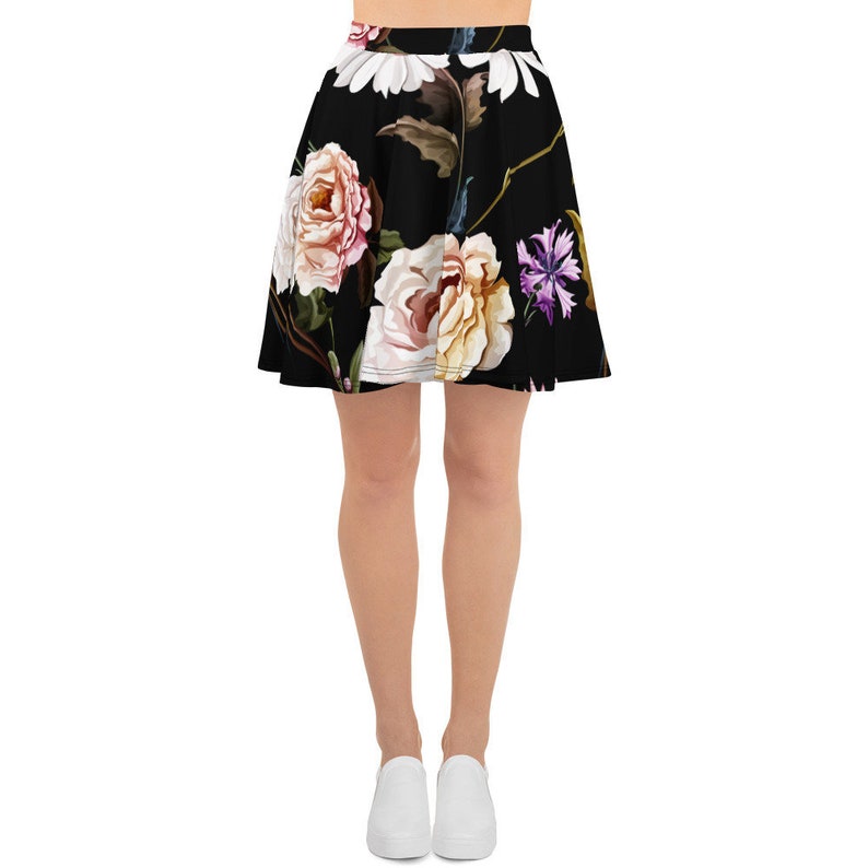 XS-3XL Size Circle Skirt Womens Skater Skirt Bohemian Hippie Clothing Custom All Over Print Skirt Roses Flowers Floral Skirt