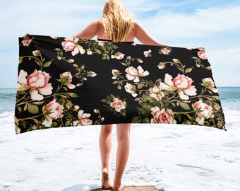 Large Beach Towel, 30 x 60 Inch Towel, Bath Towel, Roses Rose Floral Towel, Custom Print Towel, Floral Art Designer Towel, Premium Towel