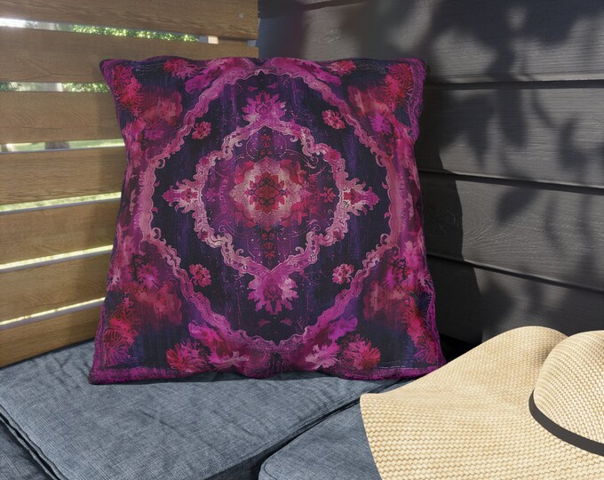 Boho Print Outdoor Decorative Pillow, CHOOSE Your SIZE, UV Resistant Outdoor Pillow, Colorful Pillow Decor, Water Resistant Pillow