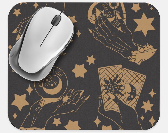 Witchy Occult Mouse Pad, Oracle Esoteric Mouse Pad, Computer Desk Office Supplies, Boho Bohemian Hippie Mouse Pad, Neoprene Mouse Pad