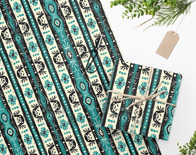 Bohemian Boho Print Wrapping Paper, Two Sizes, Sustainably Sourced, Party Supplies, Anniversary Birthday Gift Wrap, Boho Wrapping Paper