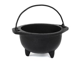 Oval Cast Iron Cauldron, Iron Offering Bowl, 6" x 3" Inch 3 Leg Cauldron Smudge Pot, Iron Smudge Bowl, Black Ritual Offering Bowl