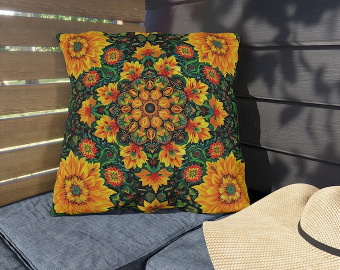 Boho Print Outdoor Decorative Pillow, CHOOSE Your SIZE, UV Resistant Outdoor Pillow, Colorful Pillow Decor, Water Resistant Pillow