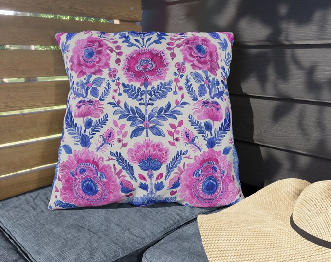 Boho Print Outdoor Decorative Pillow, CHOOSE Your SIZE, UV Resistant Outdoor Pillow, Colorful Pillow Decor, Water Resistant Pillow