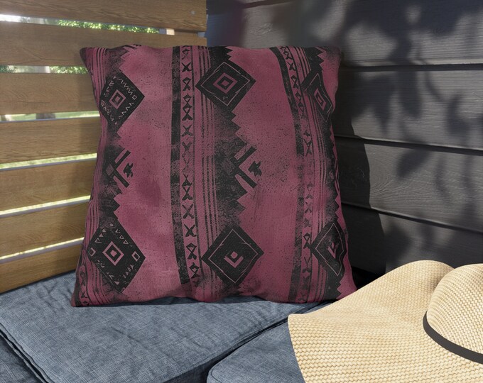 Boho Print Outdoor Decorative Pillow, CHOOSE Your SIZE, UV Resistant Outdoor Pillow, Colorful Pillow Decor, Water Resistant Pillow