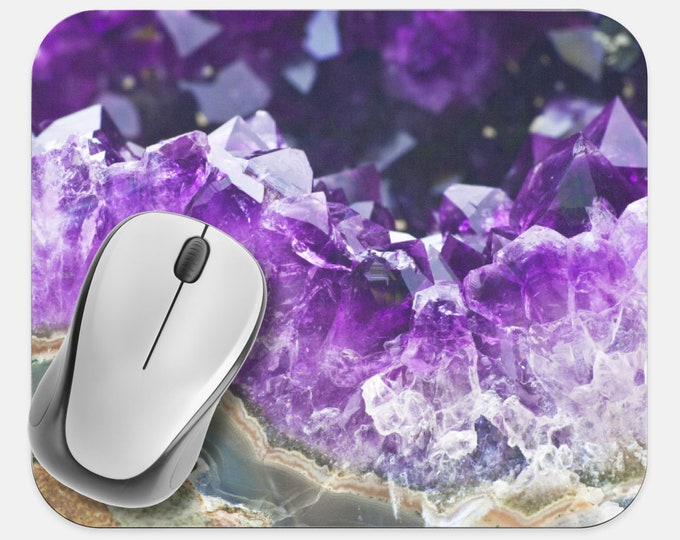 Gemstone Crystals Mouse Pad, Gems Mouse Pad, Computer Accessories, Tech Desk Supplies, Boho Bohemian Hippie Mouse Pad, Neoprene Mouse Pad