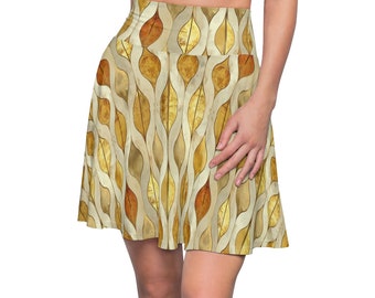 Women's Boho Skater Skirt, Polyester Spandex Stretchy Silky Boho Skirt, Flowy Hippie Skirt, XS-2XL