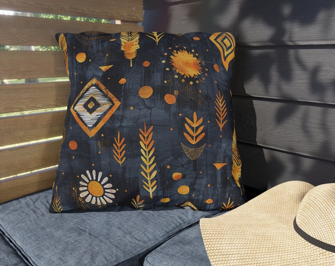 Boho Print Outdoor Decorative Pillow, CHOOSE Your SIZE, UV Resistant Outdoor Pillow, Colorful Pillow Decor, Water Resistant Pillow