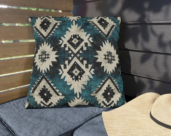 Boho Print Outdoor Decorative Pillow, CHOOSE Your SIZE, UV Resistant Outdoor Pillow, Colorful Pillow Decor, Water Resistant Pillow