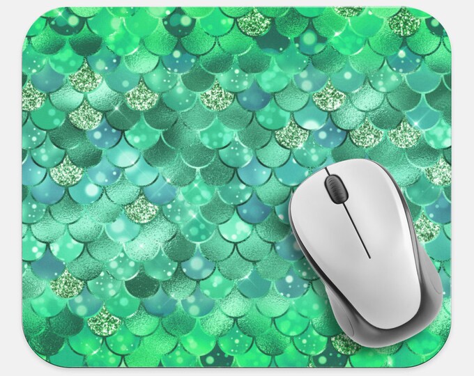 Mermaid Scales Mouse Pad, Dragon Scales Mouse Pad, Computer Accessories, Tech Desk Supplies, Boho Bohemian Hippie Neoprene Mouse Pad