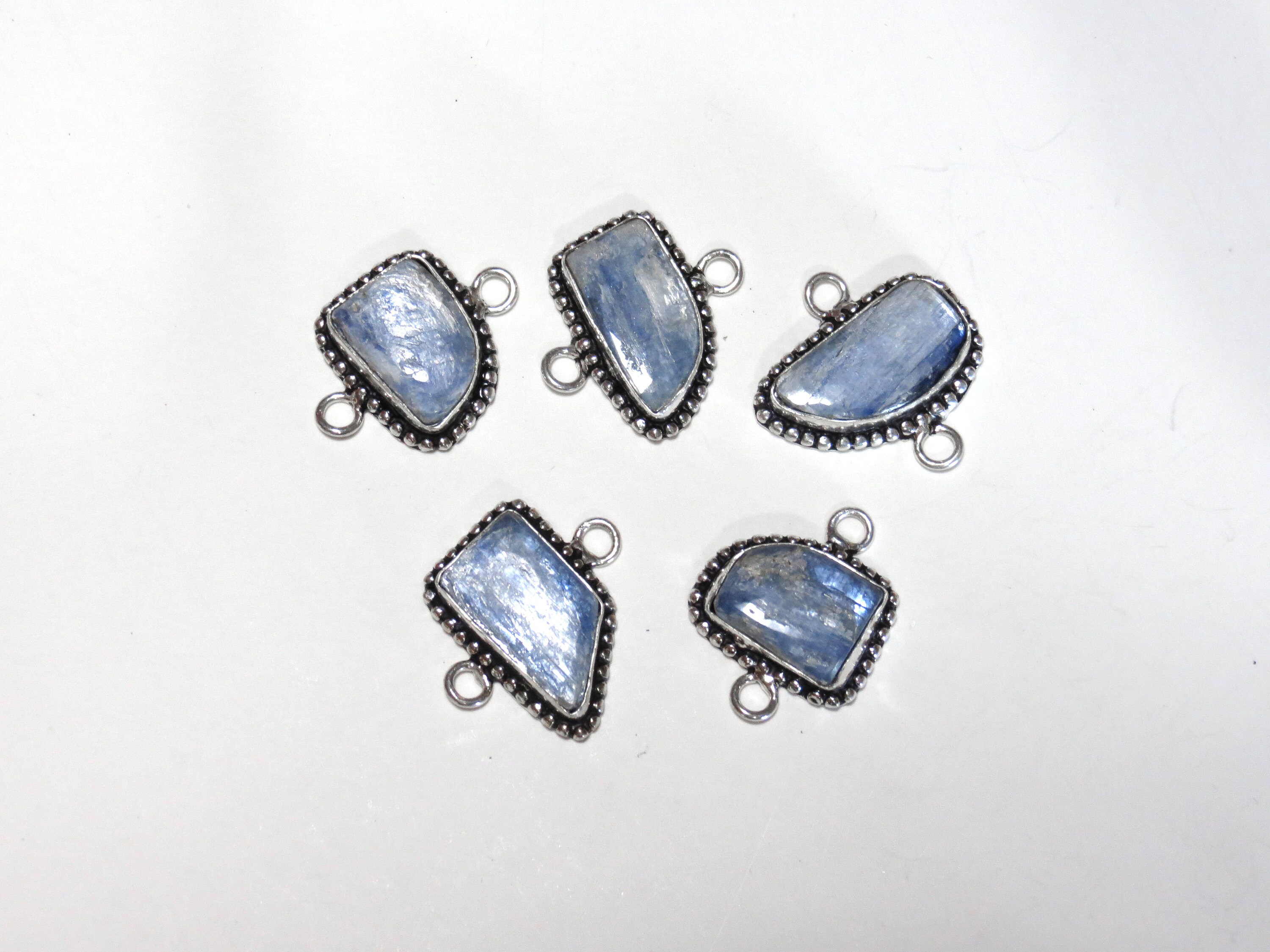 Sterling Silver Blue Kyanite Connector Link, Jewelry Gemstone