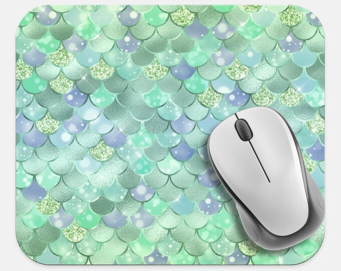 Mermaid Scales Mouse Pad, Dragon Scales Mouse Pad, Computer Accessories, Tech Desk Supplies, Boho Bohemian Hippie Neoprene Mouse Pad