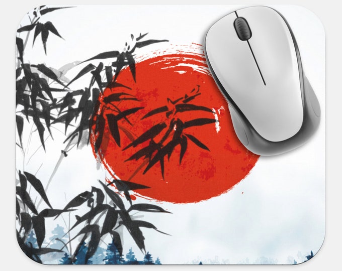 Japanese Art Mouse Pad, Asian Art Mouse Pad, Computer Accessories, Tech Desk Supplies, Boho Bohemian Hippie Mouse Pad, Neoprene Mouse Pad