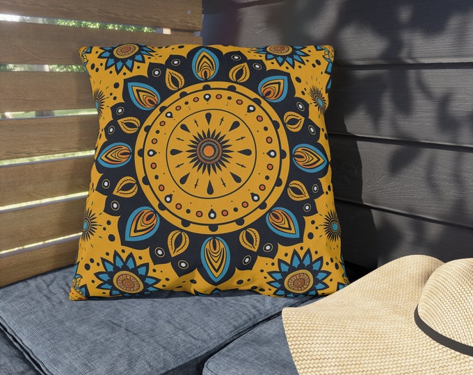 Boho Print Outdoor Decorative Pillow, CHOOSE Your SIZE, UV Resistant Outdoor Pillow, Colorful Pillow Decor, Water Resistant Pillow