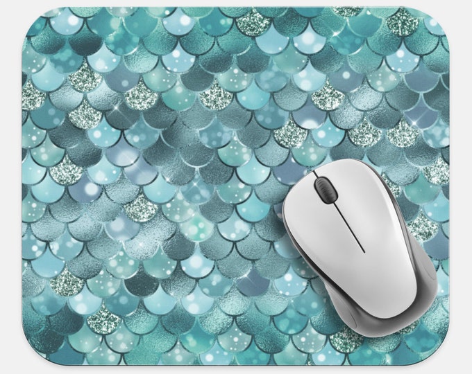 Mermaid Scales Mouse Pad, Dragon Scales Mouse Pad, Computer Accessories, Tech Desk Supplies, Boho Bohemian Hippie Neoprene Mouse Pad