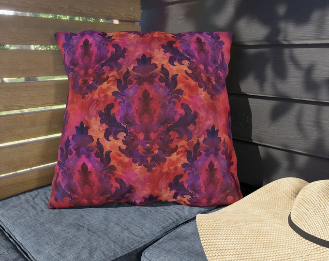 Boho Print Outdoor Decorative Pillow, CHOOSE Your SIZE, UV Resistant Outdoor Pillow, Colorful Pillow Decor, Water Resistant Pillow