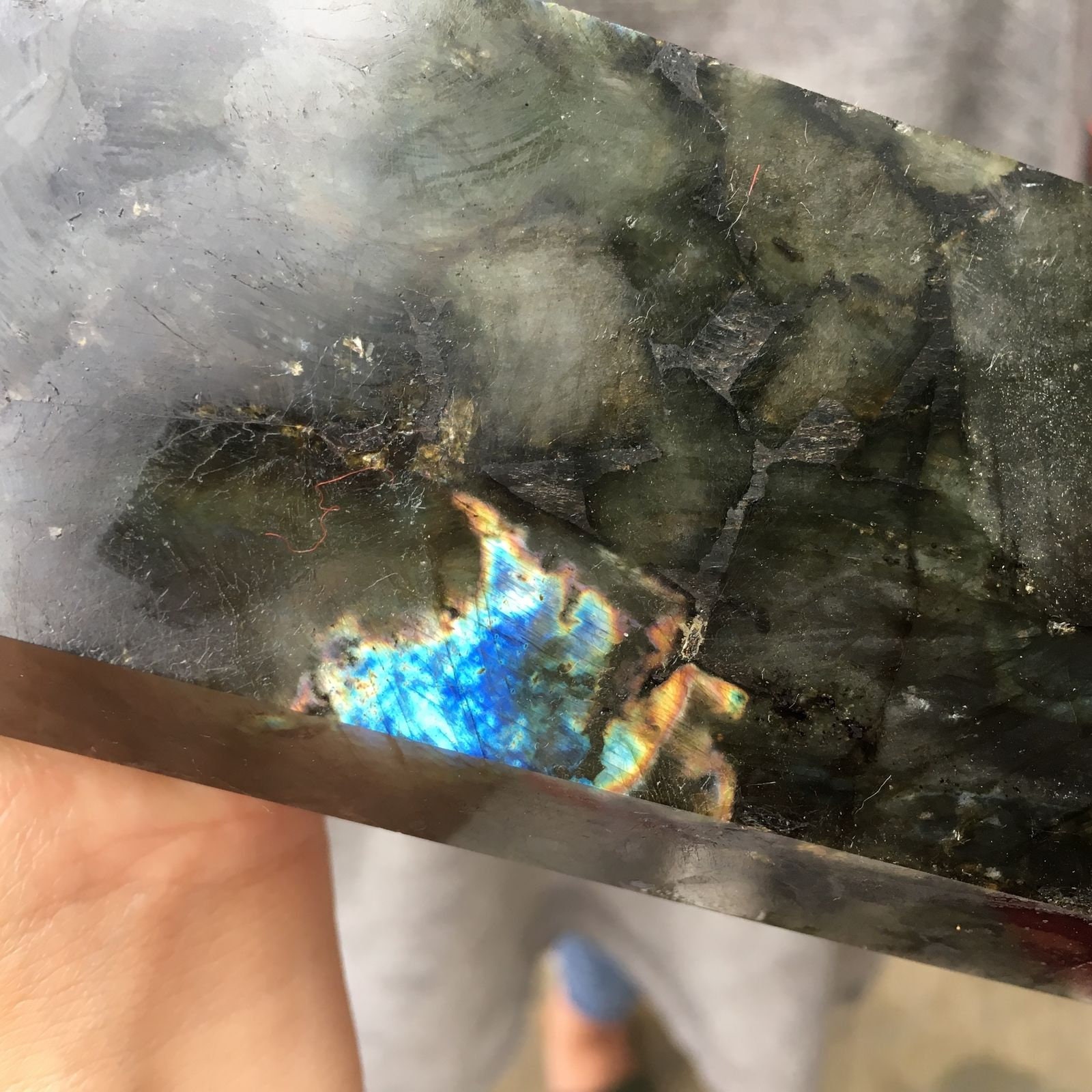 LARGE 4.02lbs Labradorite Crystal Gem Point Obelisk, Natural