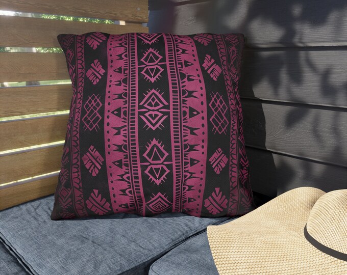 Boho Print Outdoor Decorative Pillow, CHOOSE Your SIZE, UV Resistant Outdoor Pillow, Colorful Pillow Decor, Water Resistant Pillow