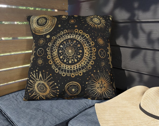 Boho Print Outdoor Decorative Pillow, CHOOSE Your SIZE, UV Resistant Outdoor Pillow, Colorful Pillow Decor, Water Resistant Pillow