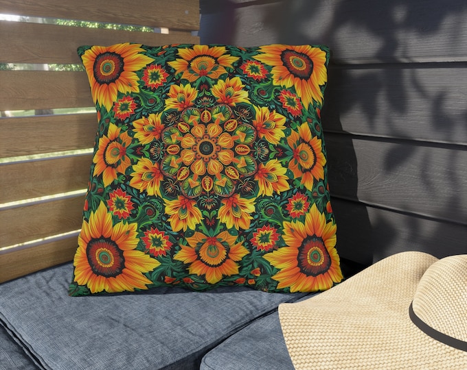 Boho Print Outdoor Decorative Pillow, CHOOSE Your SIZE, UV Resistant Outdoor Pillow, Colorful Pillow Decor, Water Resistant Pillow