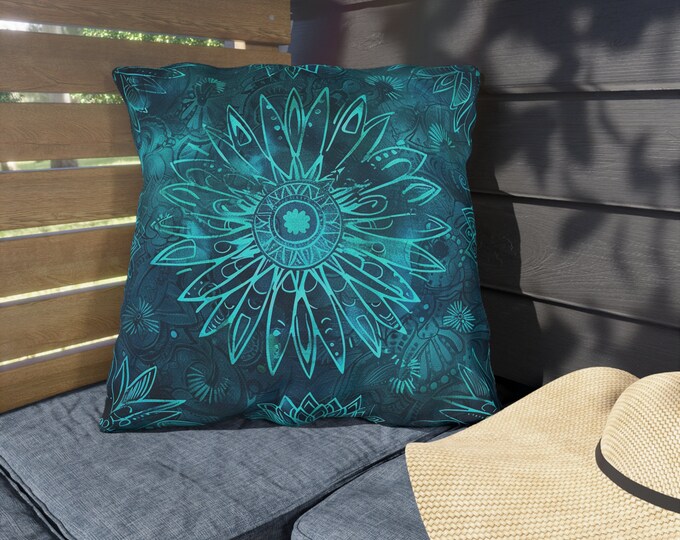 Boho Print Outdoor Decorative Pillow, CHOOSE Your SIZE, UV Resistant Outdoor Pillow, Colorful Pillow Decor, Water Resistant Pillow