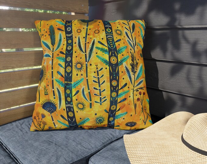 Boho Print Outdoor Decorative Pillow, CHOOSE Your SIZE, UV Resistant Outdoor Pillow, Colorful Pillow Decor, Water Resistant Pillow