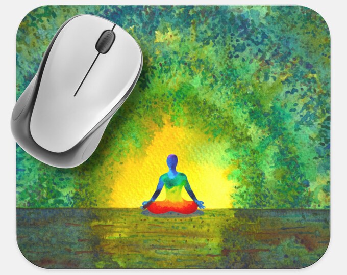 Watercolor Mouse Pad, Rainbow Mouse Pad, Computer Accessories, Tech Desk Supplies, Boho Bohemian Hippie Neoprene Non Slip Mouse Pad