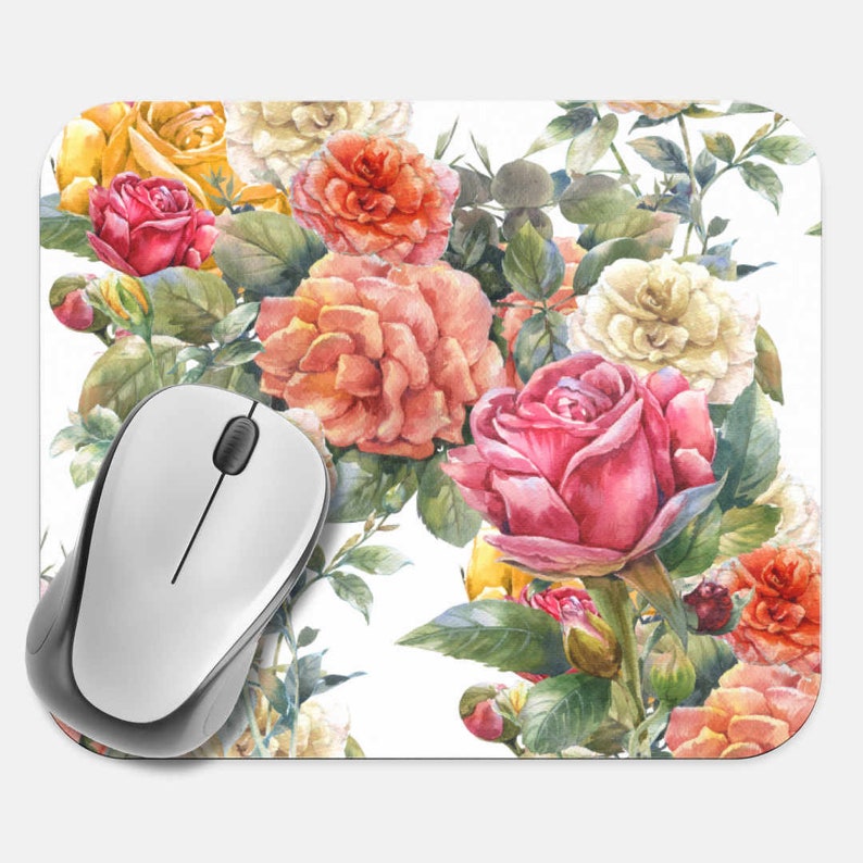 Floral Mouse Pad Flowers Mouse Pad Computer Accessories - Etsy