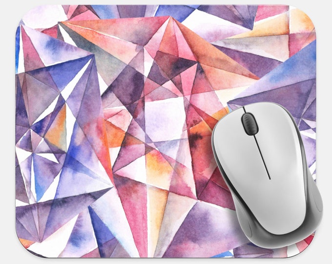 Gemstone Crystals Mouse Pad, Gems Mouse Pad, Computer Accessories, Tech Desk Supplies, Boho Bohemian Hippie Mouse Pad, Neoprene Mouse Pad