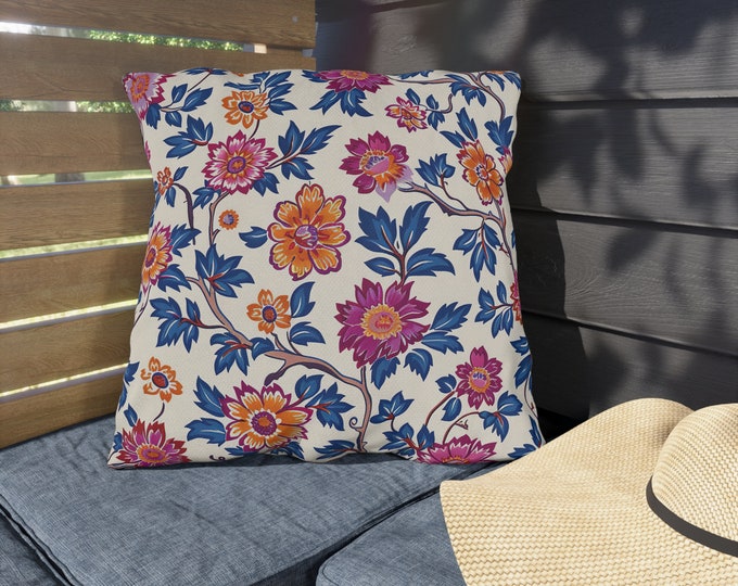 Boho Print Outdoor Decorative Pillow, CHOOSE Your SIZE, UV Resistant Outdoor Pillow, Colorful Pillow Decor, Water Resistant Pillow