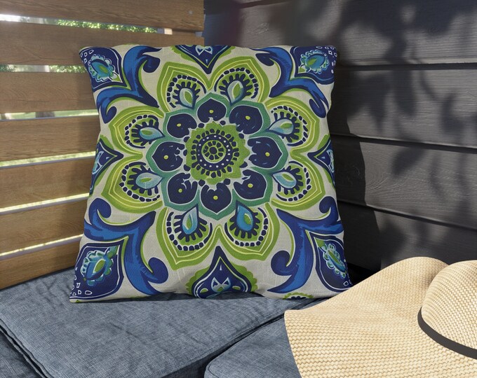 Boho Print Outdoor Decorative Pillow, CHOOSE Your SIZE, UV Resistant Outdoor Pillow, Colorful Pillow Decor, Water Resistant Pillow