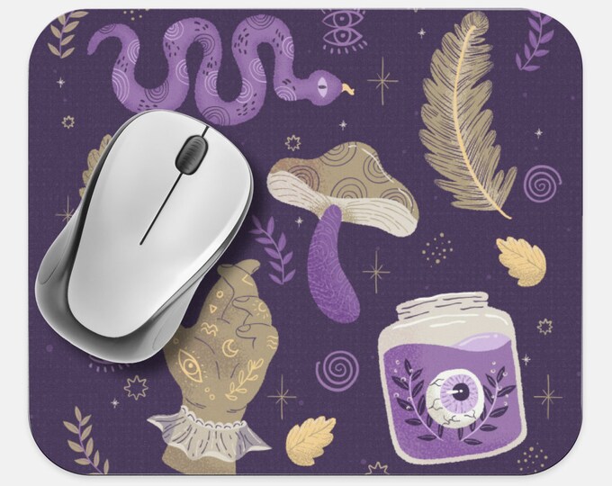 Witchy Occult Mouse Pad, Oracle Esoteric Mouse Pad, Computer Desk Office Supplies, Boho Bohemian Hippie Mouse Pad, Neoprene Mouse Pad