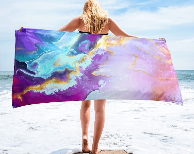 Large Beach Towel, 30 x 60 Inch Towel, Bath Towel, Marble Boho Towel, Custom Print Towel, Floral Art Designer Towel, Premium Towel