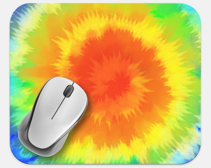 Tie Dye Mouse Pad, Hippie Mouse Pad, Computer Accessories, Tech Desk Supplies, Boho Bohemian Hippie Mouse Pad, Neoprene Non Slip Mouse Pad