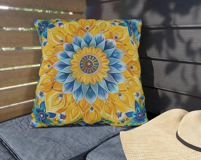 Boho Print Outdoor Decorative Pillow, CHOOSE Your SIZE, UV Resistant Outdoor Pillow, Colorful Pillow Decor, Water Resistant Pillow