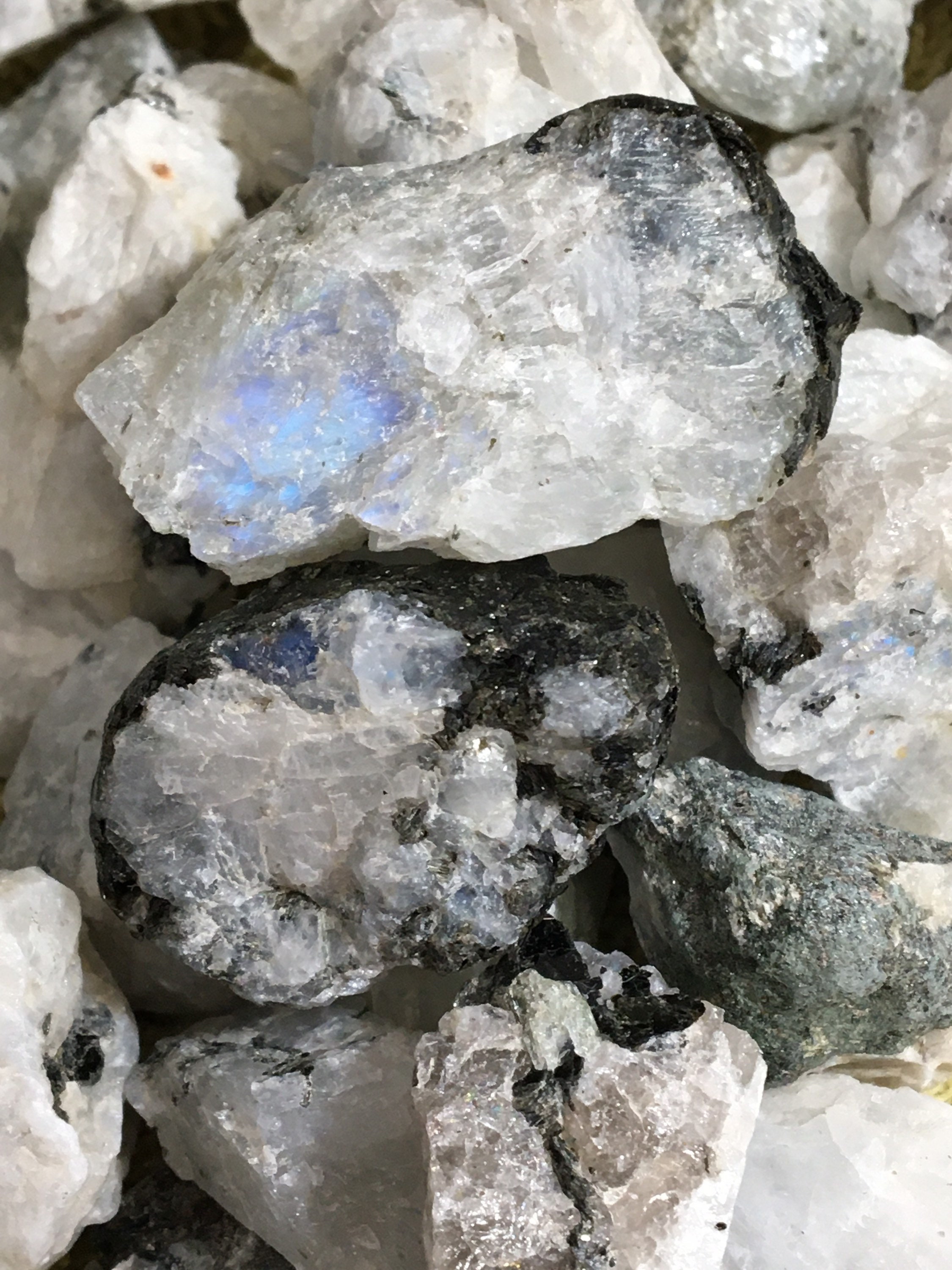 Bulk 1lb Rough White Rainbow Moonstone Gemstones Bulk Wholesale Rough