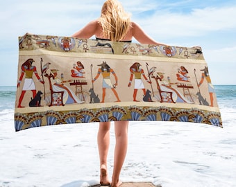 Large Beach Towel, 30 x 60 Inch Towel, Bath Towel, Egyptian Egypt Towel, Custom Print Towel, Pharaoh Art Designer Towel, Premium Towel