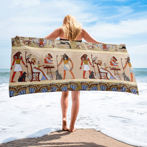 Large Beach Towel, 30 x 60 Inch Towel, Bath Towel, Egyptian Egypt Towel, Custom Print Towel, Pharaoh Art Designer Towel, Premium Towel