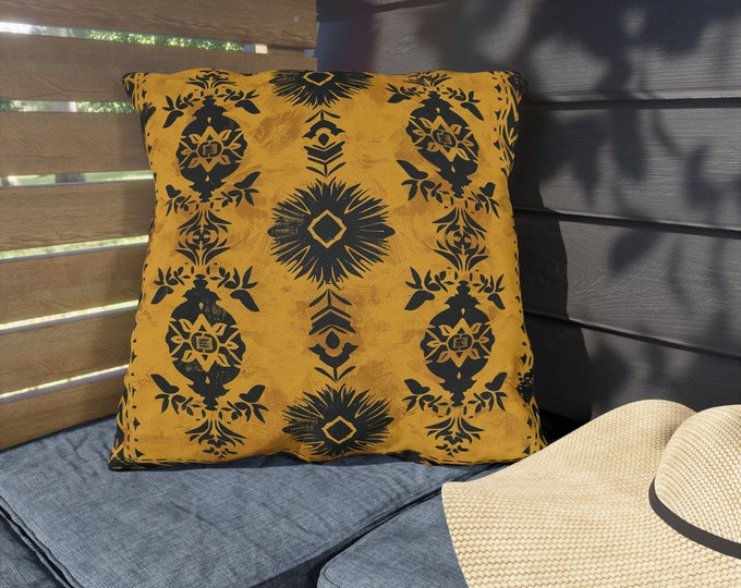 Boho Print Outdoor Decorative Pillow, CHOOSE Your SIZE, UV Resistant Outdoor Pillow, Colorful Pillow Decor, Water Resistant Pillow