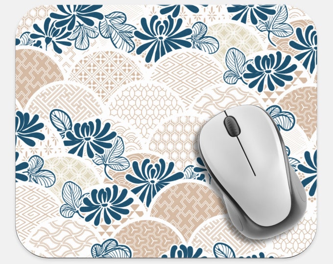 Japanese Art Mouse Pad, Asian Art Mouse Pad, Computer Accessories, Tech Desk Supplies, Boho Bohemian Hippie Mouse Pad, Neoprene Mouse Pad