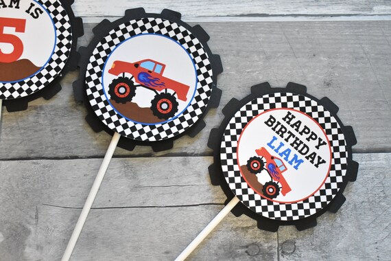 Monster Truck Birthday Party Centerpiece Sticks Monster