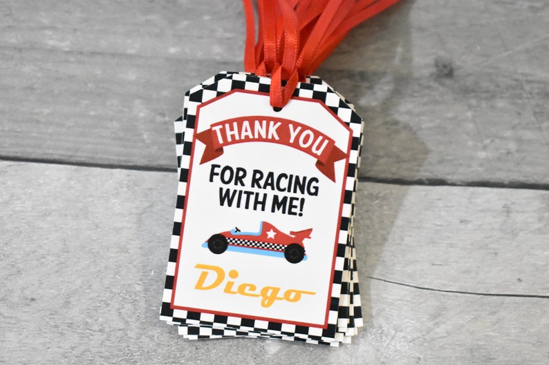 Race Car Birthday Party Personalized Favor Tags Party Decorations Treat Tags Race Car Favor Tags Thank You Tags Party Favors