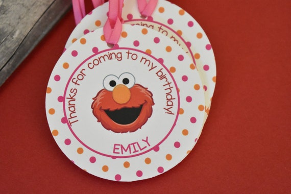 Elmo Birthday Party Personalized Favor Tags, Thank You Tags, Treat Tags, Goody Bags, Party Favors, Party Decorations, Girl Favor Tags Il_570xn