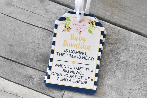 Baby Shower Favor Tags for Mini Wine Bottles - Wine Bottle Tags - Personalized Wedding Wine Bottle Favors - Set of 12 Il_570xn