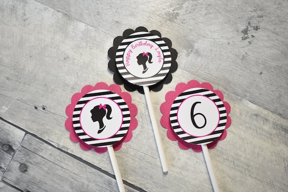 Barbie Cupcake Topper, Barbie Silhouette Cupcake Toppers, Minnie, Barbie Silhouette Topper, Girl Cupcake Toppers, Barbie Silhouette Il_570xn