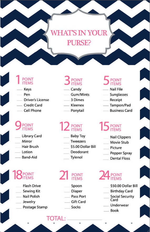 Bridal Shower Game Printable - What's in Your Purse? Purse Hunt Il_570xn